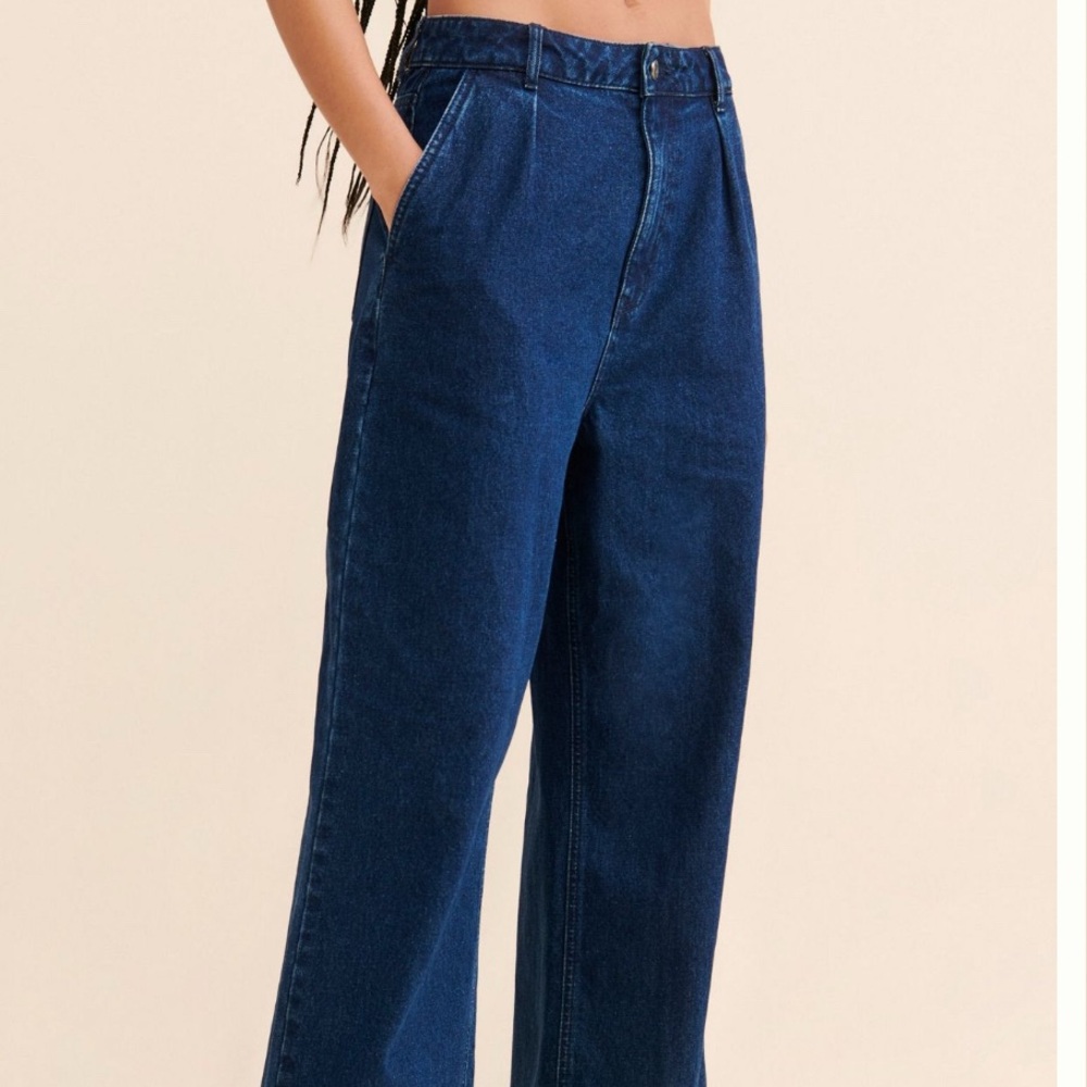 AFRM Turner Jeans Wide Leg Pleated Front Dark Wash size 27 - NWT